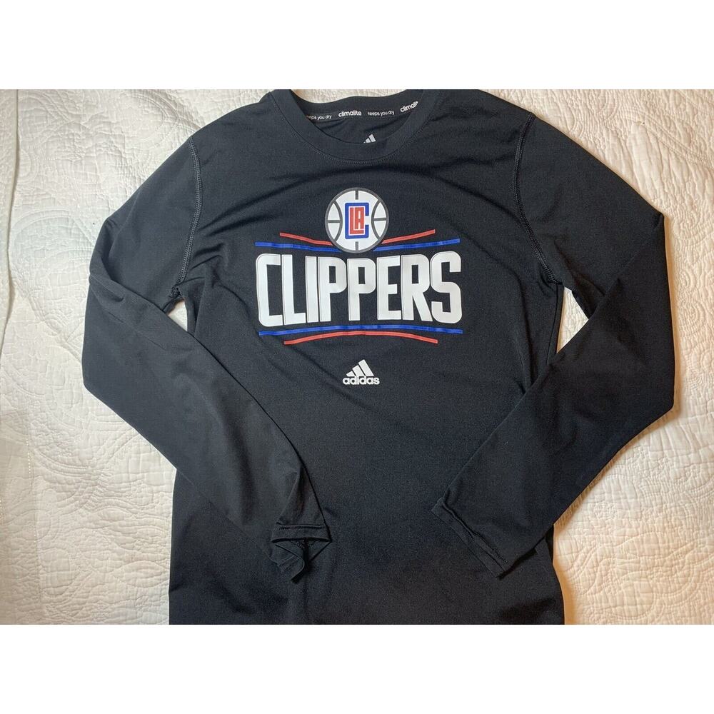 Adidas Los Angeles Clippers Long sleeve Black Climalite Shirt Size Youth Medium